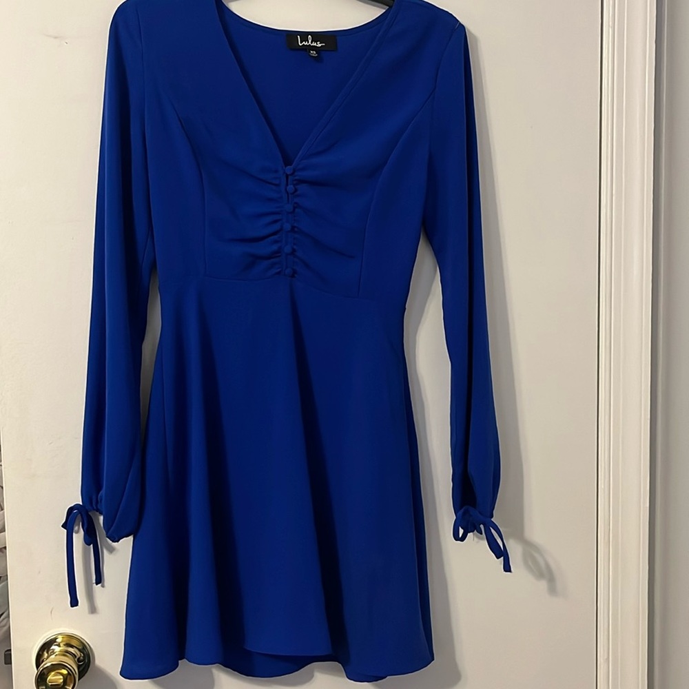 Lulus Keep A Secret Royal Blue Long Sleeve
Skater Dress Size XS